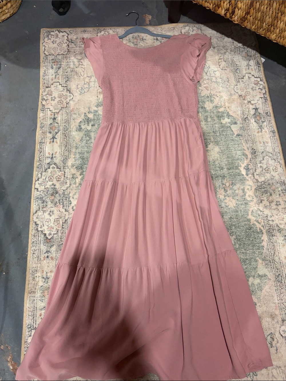 Pink Tiered Maxi Dress with pockets